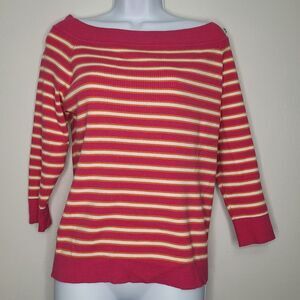Vintage y2k studio Y striped off the shoulder preppy girlie cute sweater large